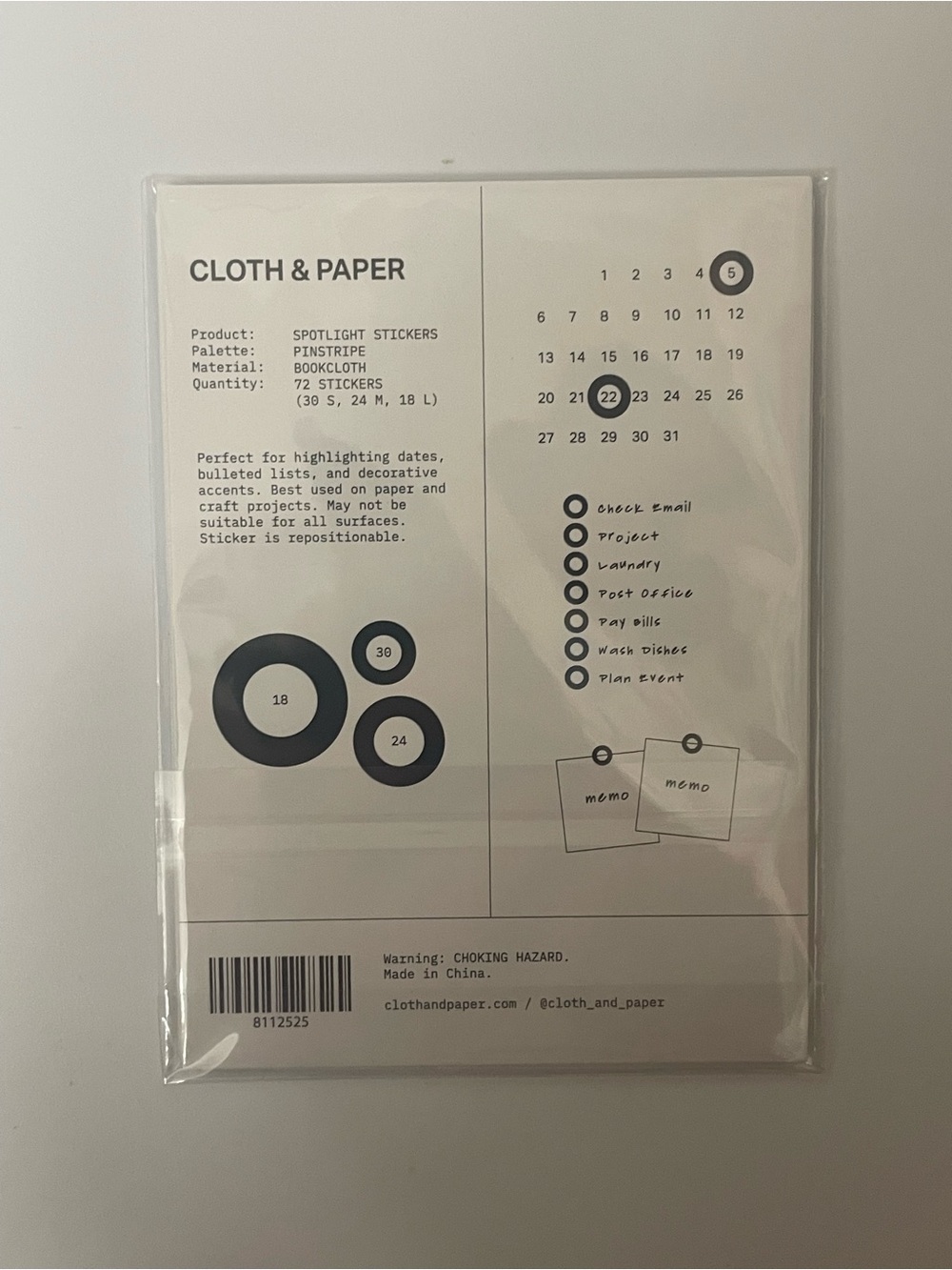 Pinstripe Bookcloth Spotlight Stickers by Cloth & Paper - Picture 2 of 2